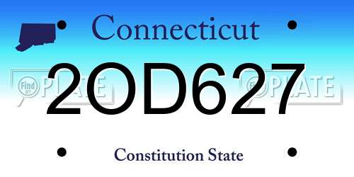 2OD627 Connecticut License Plate