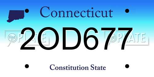 2OD677 Connecticut License Plate