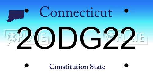 2ODG22 Connecticut License Plate