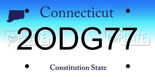 2ODG77 Connecticut License Plate