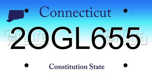 2OGL655 Connecticut License Plate