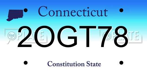 2OGT78 Connecticut License Plate