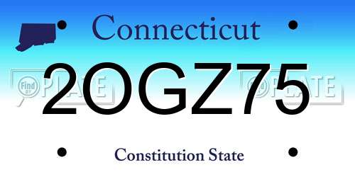 2OGZ75 Connecticut License Plate