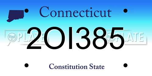 2OI385 Connecticut License Plate