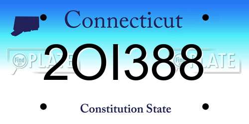 2OI388 Connecticut License Plate