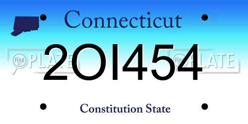 2OI454 Connecticut License Plate