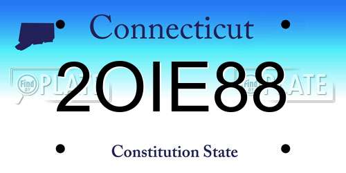 2OIE88 Connecticut License Plate