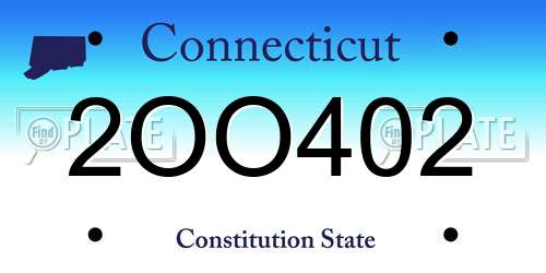 2OO402 Connecticut License Plate