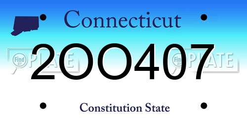 2OO407 Connecticut License Plate