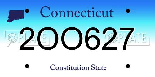 2OO627 Connecticut License Plate