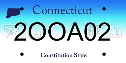 2OOA02 Connecticut License Plate
