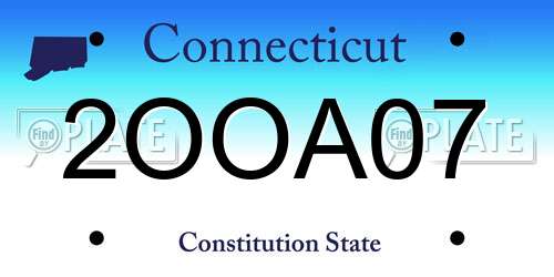 2OOA07 Connecticut License Plate