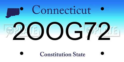 2OOG72 Connecticut License Plate