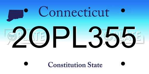 2OPL355 Connecticut License Plate