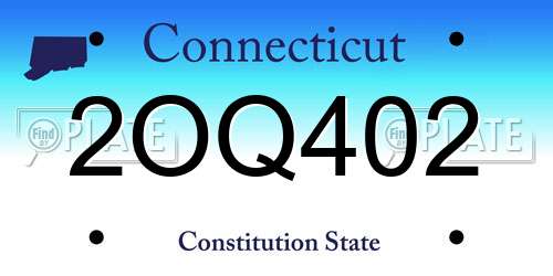 2OQ402 Connecticut License Plate