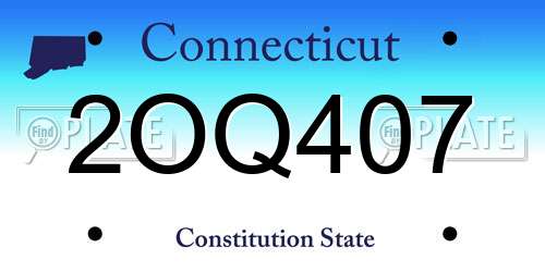 2OQ407 Connecticut License Plate