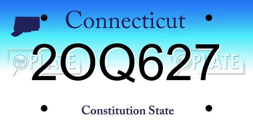 2OQ627 Connecticut License Plate