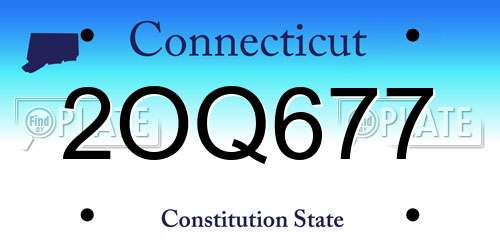 2OQ677 Connecticut License Plate