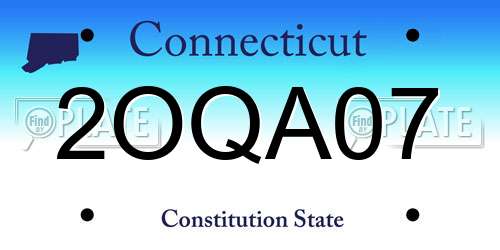 2OQA07 Connecticut License Plate