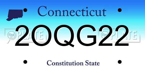 2OQG22 Connecticut License Plate
