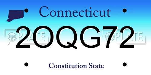 2OQG72 Connecticut License Plate