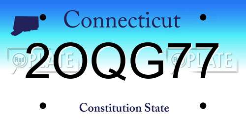 2OQG77 Connecticut License Plate