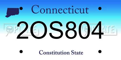 2OS804 Connecticut License Plate