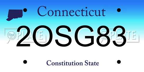 2OSG83 Connecticut License Plate