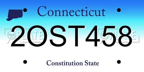 2OST458 Connecticut License Plate