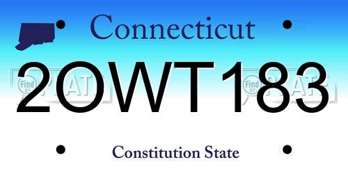 2OWT183 Connecticut License Plate
