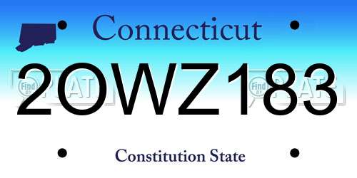 2OWZ183 Connecticut License Plate