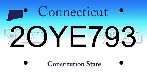 2OYE793 Connecticut License Plate