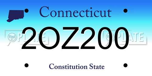 2OZ200 Connecticut License Plate