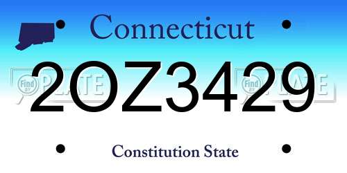 2OZ3429 Connecticut License Plate