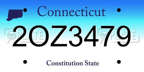 2OZ3479 Connecticut License Plate