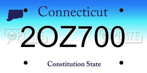 2OZ700 Connecticut License Plate