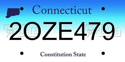 2OZE479 Connecticut License Plate