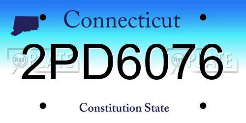 2PD6076 Connecticut License Plate