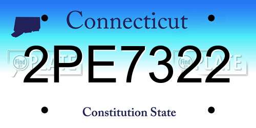 2PE7322 Connecticut License Plate