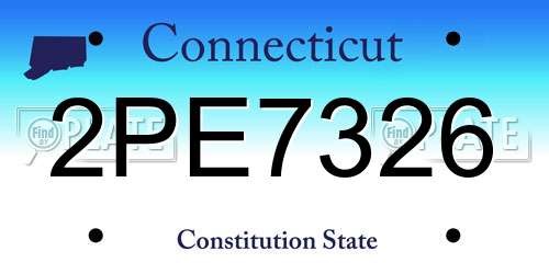 2PE7326 Connecticut License Plate