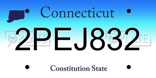2PEJ832 Connecticut License Plate