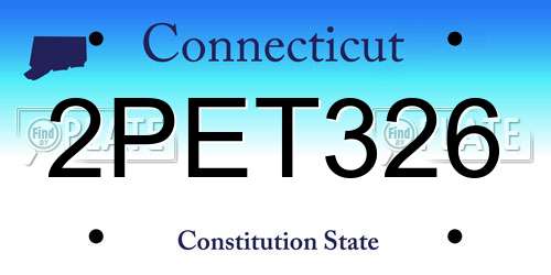 2PET326 Connecticut License Plate