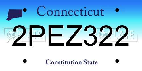 2PEZ322 Connecticut License Plate