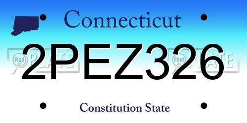 2PEZ326 Connecticut License Plate