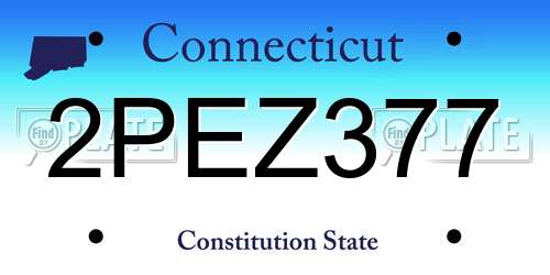 2PEZ377 Connecticut License Plate