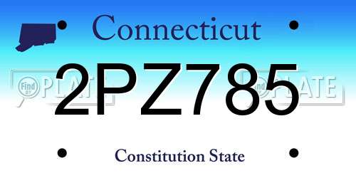 2PZ785 Connecticut License Plate