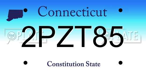2PZT85 Connecticut License Plate