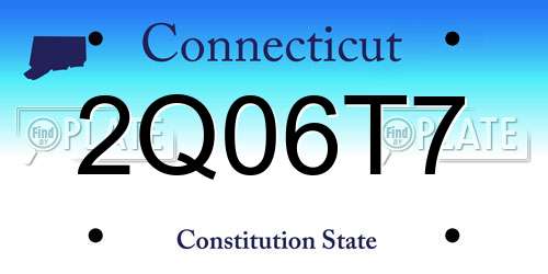 2Q06T7 Connecticut License Plate