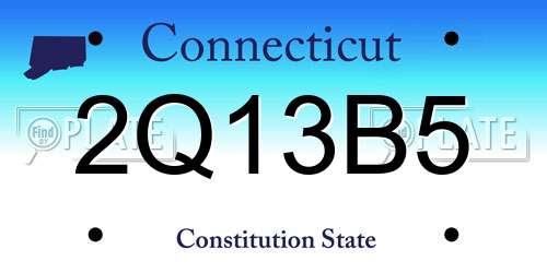 2Q13B5 Connecticut License Plate