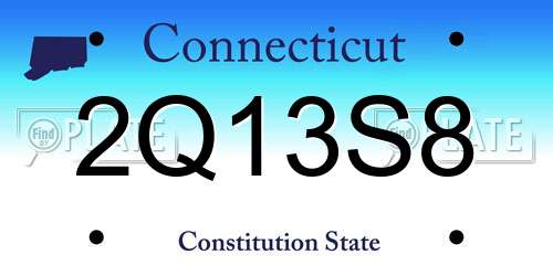 2Q13S8 Connecticut License Plate